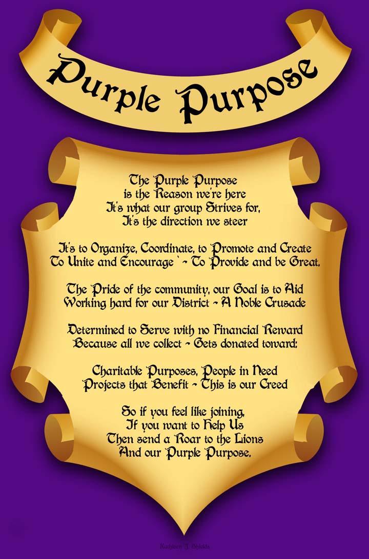 The Purple Purpose a Lion's Club Poem